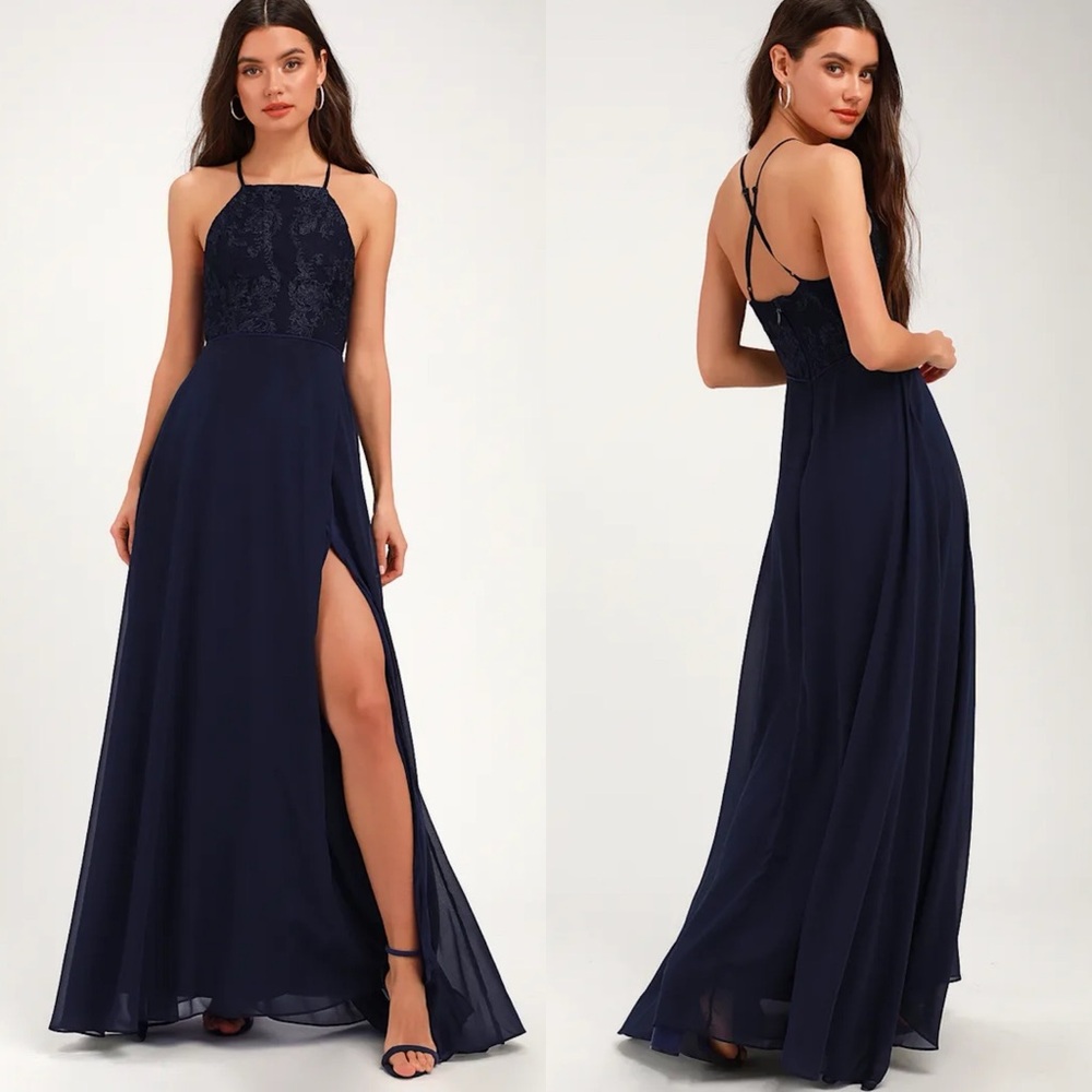 Lulus | Love Always Remains Navy Blue Lace Maxi Dress